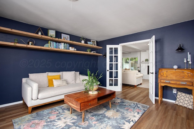 3509 Huntington Dr, Amarillo, TX 79109 - living room with french doors and wood finished floors