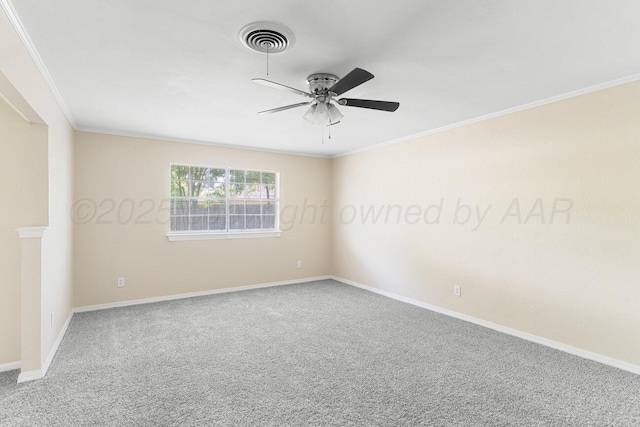 5003 Greenway Pl, Amarillo, TX 79109 - unfurnished room featuring ceiling fan, crown molding, and carpet