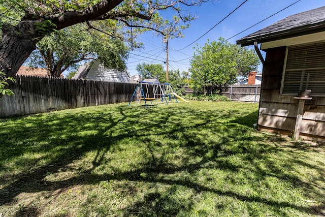 view of yard with a playground
