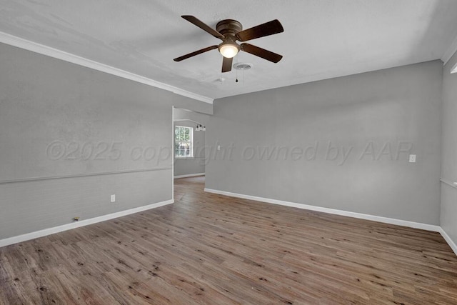 4360 S Polk St, Amarillo, TX 79110 - empty room featuring wood finished floors, a ceiling fan, and crown molding
