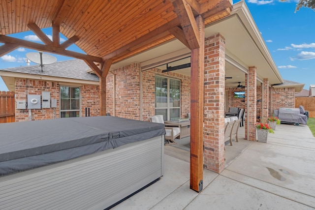 12 William Ln, Canyon, TX 79015 - view of patio / terrace with a hot tub