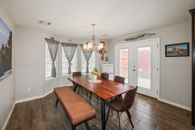 3001 Bismarck Ave, Amarillo, TX 79118 - dining area with baseboards, plenty of natural light, a chandelier, and dark wood-type flooring
