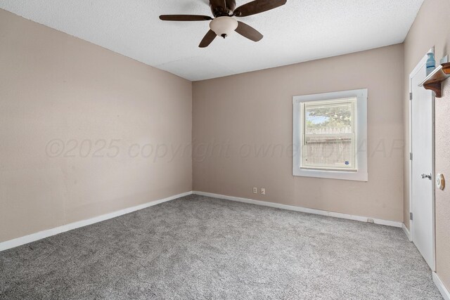 4300 Gables St, Amarillo, TX 79110 - empty room with carpet flooring, ceiling fan, and a textured ceiling