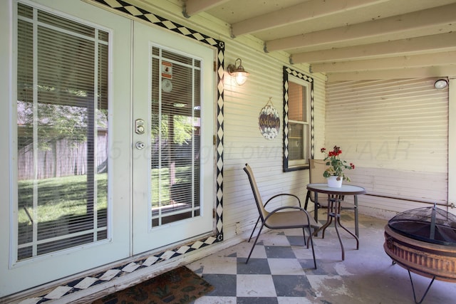 2402 S Ong St, Amarillo, TX 79109 - view of patio featuring french doors and a fire pit