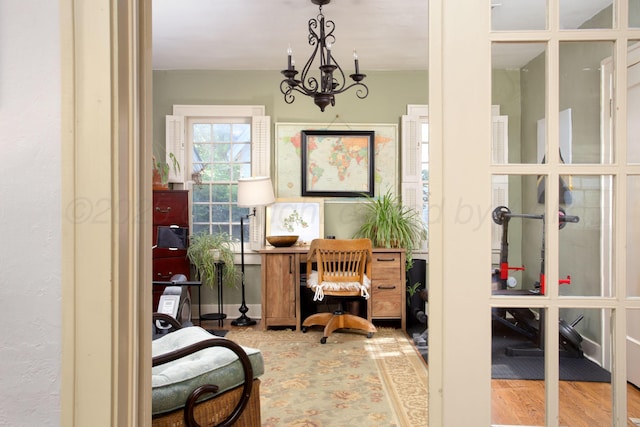 2402 S Ong St, Amarillo, TX 79109 - office area with a chandelier and wood finished floors