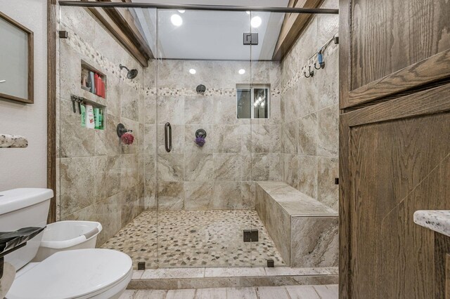 1607 N Mary-Ellen St, Pampa, TX 79065 - bathroom featuring toilet and a shower stall