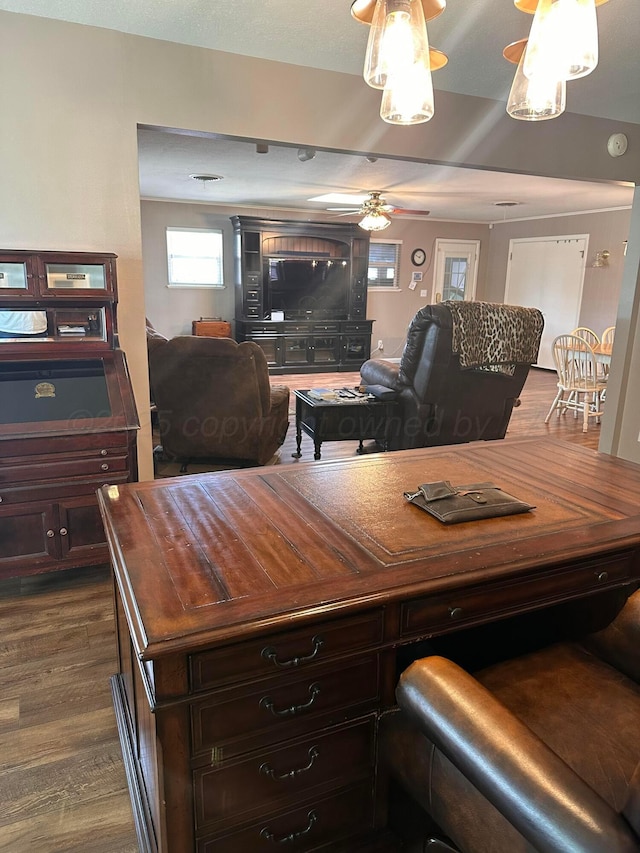 112 Houston St, Borger, TX 79007 - office space featuring dark wood-style floors and a ceiling fan
