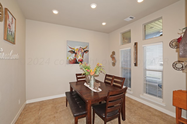 9709 Sydney Dr, Amarillo, TX 79119 - dining area with light tile patterned flooring, recessed lighting, and baseboards