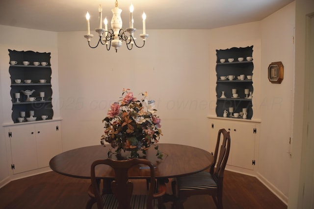 dining room with a chandelier and wood finished floors