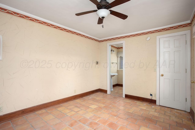 2615 S Hayden St, Amarillo, TX 79109 - empty room with a ceiling fan and crown molding