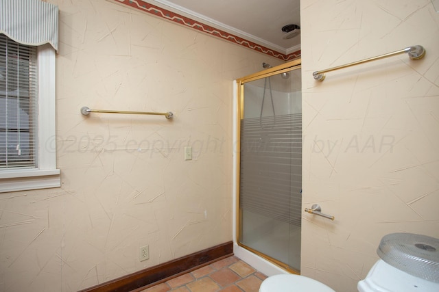 2615 S Hayden St, Amarillo, TX 79109 - bathroom with a stall shower and crown molding