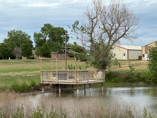 14680 County Road 6, Booker, TX 79005 - dock area with a yard and a deck with water view