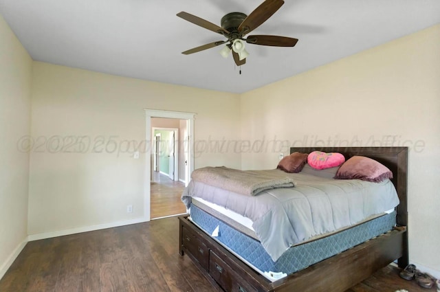 110 N Houston St, Shamrock, TX 79079 - bedroom with wood finished floors and ceiling fan