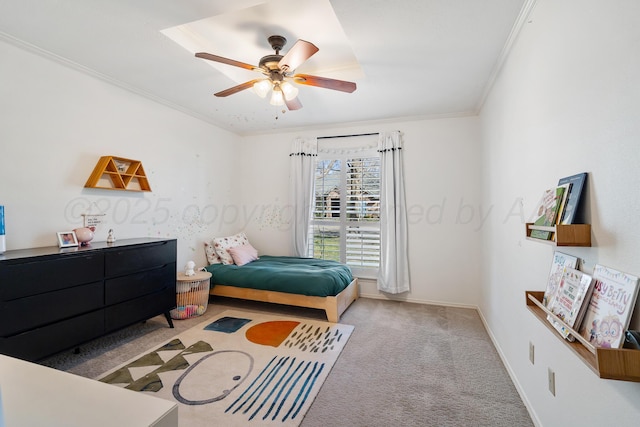 7809 Tarter Ave, Amarillo, TX 79121 - bedroom featuring ornamental molding, carpet flooring, and ceiling fan