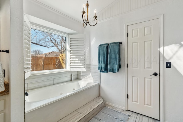 7809 Tarter Ave, Amarillo, TX 79121 - full bath featuring a jetted tub and ornamental molding