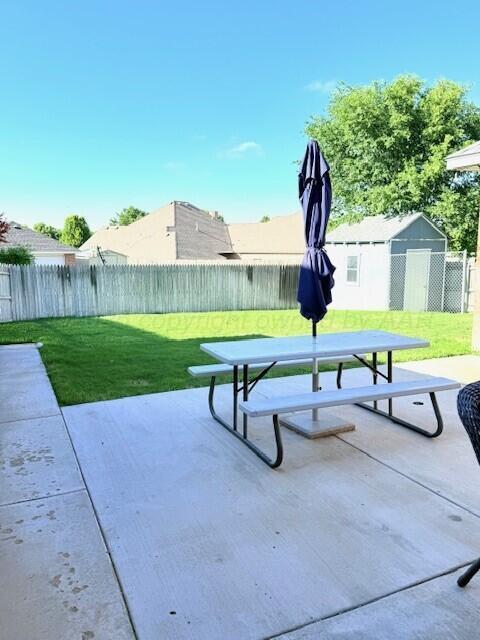 6508 Bayberry Ln, Amarillo, TX 79124 - view of patio / terrace with an outdoor structure