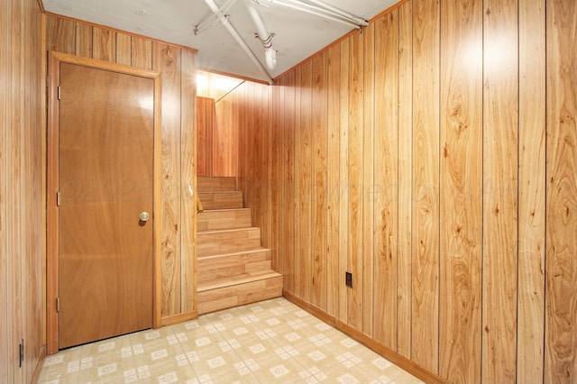6206 Yale St, Amarillo, TX 79109 - finished below grade area featuring light flooring, wood walls, a sauna / steam room, and stairs
