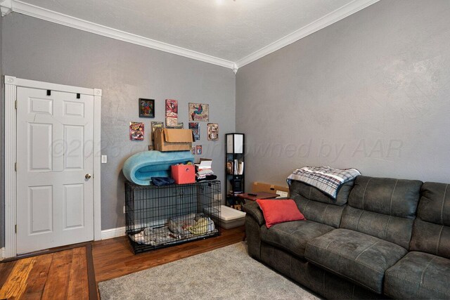 1007 N Jackson St, Amarillo, TX 79107 - living room featuring wood finished floors and crown molding