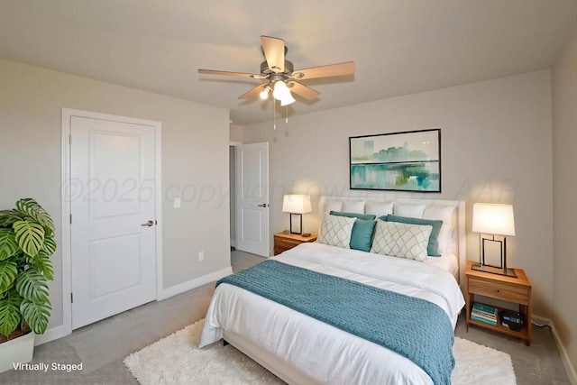4711 Scotty Dr, Amarillo, TX 79110 - bedroom with baseboards, carpet, and ceiling fan