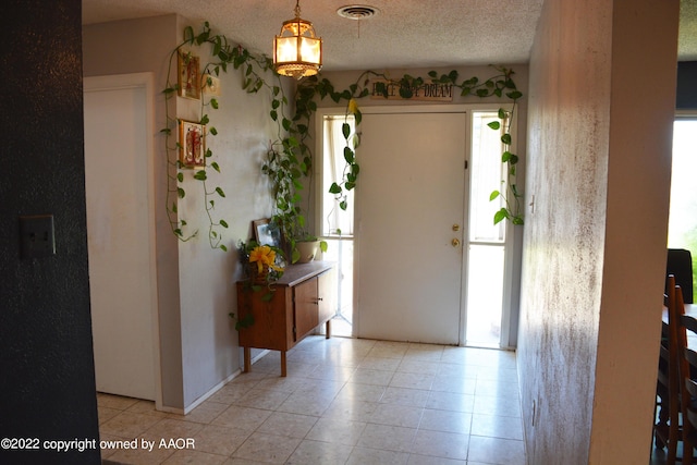 foyer entrance featuring plenty of natural light and a textured ceiling