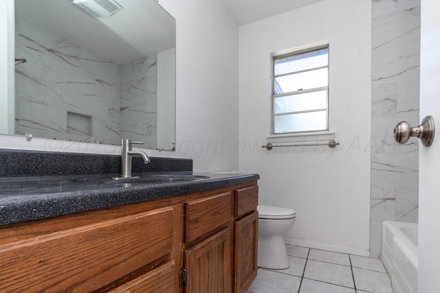 4808 SW 57th Ave, Amarillo, TX 79109 - full bath with vanity, tile patterned flooring, and a combined bath / shower with marble appearance