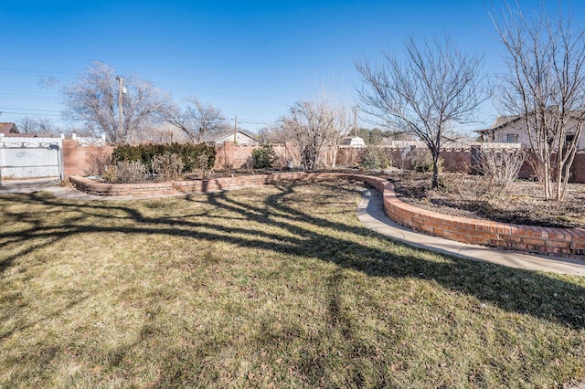 view of yard with a fenced backyard