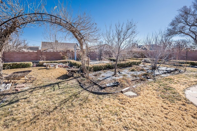 view of yard with fence