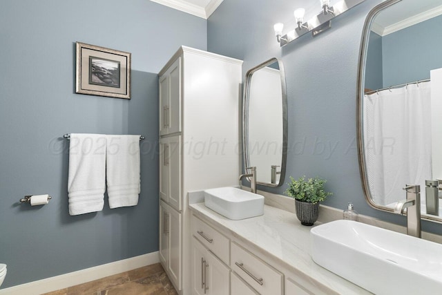 27 Carnoustie Ln, Amarillo, TX 79124 - bathroom with ornamental molding and double vanity