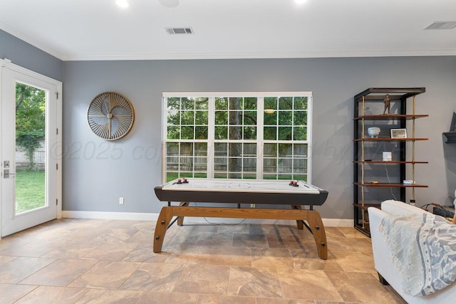 27 Carnoustie Ln, Amarillo, TX 79124 - playroom featuring crown molding and stone finish flooring