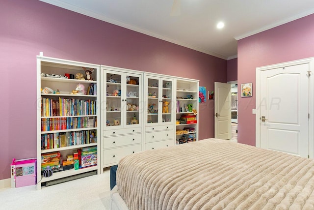 27 Carnoustie Ln, Amarillo, TX 79124 - carpeted bedroom with crown molding and ceiling fan