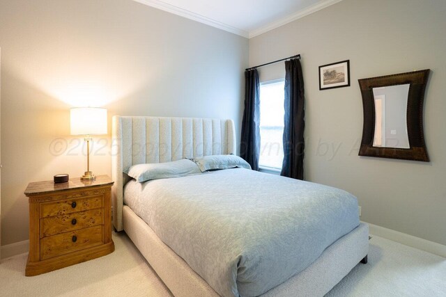 27 Carnoustie Ln, Amarillo, TX 79124 - bedroom featuring light carpet and crown molding