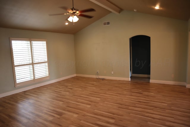 9807 Will Ave, Amarillo, TX 79119 - spare room with a ceiling fan, arched walkways, wood finished floors, and recessed lighting
