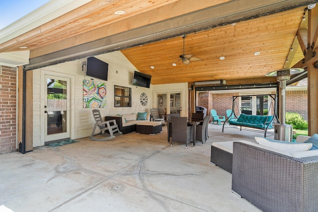 3523 Rutson Dr, Amarillo, TX 79109 - view of patio / terrace with an outdoor hangout area and a ceiling fan
