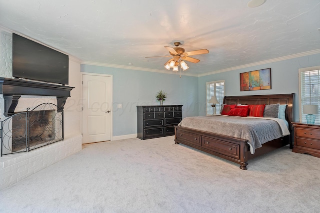 3523 Rutson Dr, Amarillo, TX 79109 - bedroom featuring carpet, ceiling fan, crown molding, and baseboards