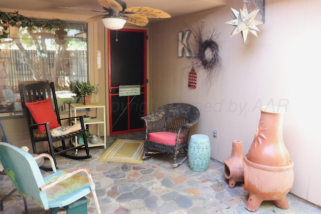 3014 Edgemere Dr, Plainview, TX 79072 - sitting room featuring a ceiling fan and stone finish floors