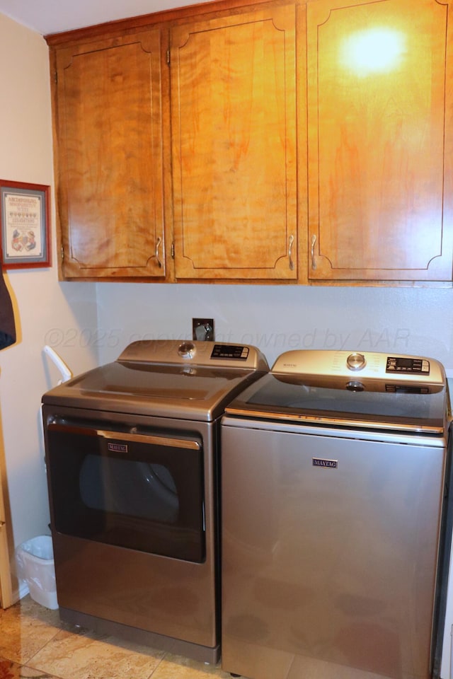 3014 Edgemere Dr, Plainview, TX 79072 - washroom featuring independent washer and dryer and cabinet space