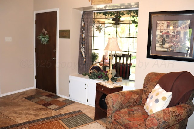 3014 Edgemere Dr, Plainview, TX 79072 - living area with a ceiling fan and baseboards