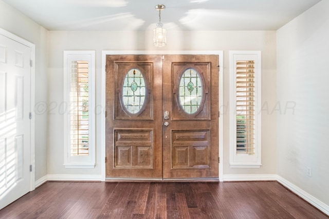 entrance foyer with dark hardwood / wood-style floors