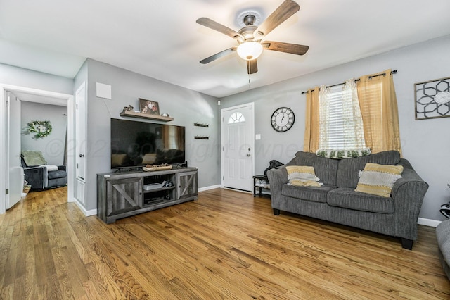4639 S Hughes St, Amarillo, TX 79110 - living area featuring ceiling fan and wood finished floors