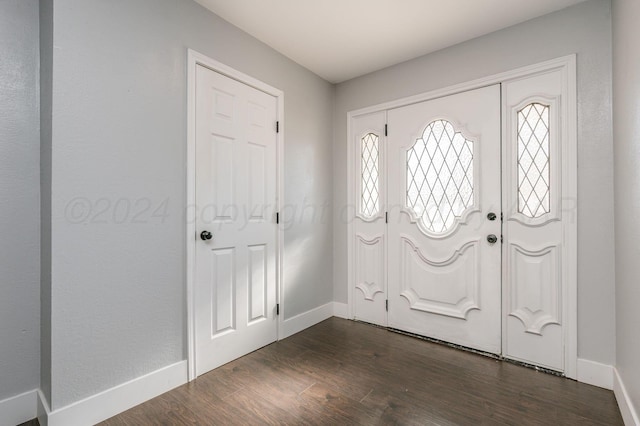 foyer entrance featuring dark hardwood / wood-style floors