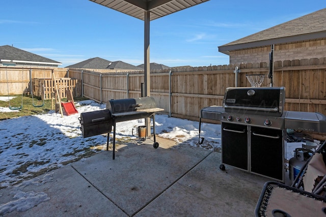 view of patio featuring grilling area