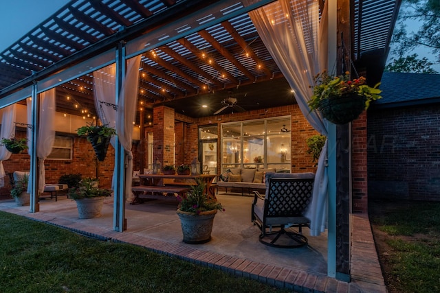 2112 Clubview, Amarillo, TX 79124 - view of patio / terrace featuring ceiling fan, outdoor lounge area, and a pergola