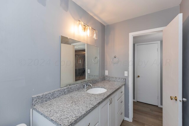 bathroom featuring hardwood / wood-style floors and vanity