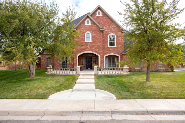 view of front of house featuring french doors and a front yard