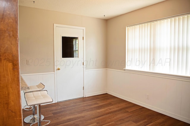 220 Hickory St, Hereford, TX 79045 - unfurnished room featuring a wainscoted wall, wood finished floors, and a textured ceiling