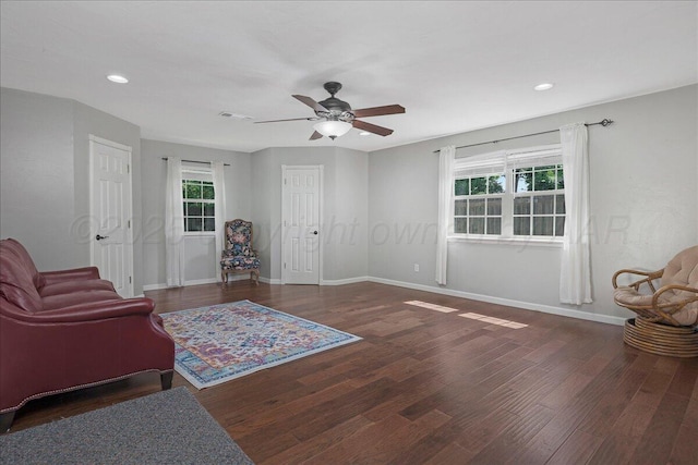 7104 Old Kent Rd, Amarillo, TX 79109 - sitting room featuring healthy amount of natural light, wood finished floors, ceiling fan, and recessed lighting