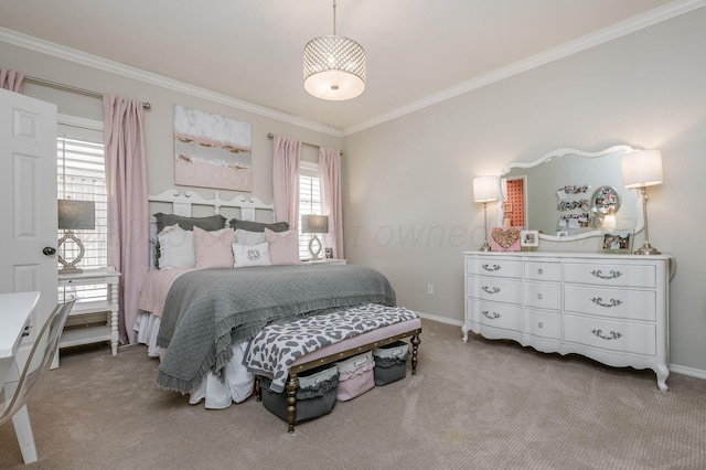 7826 Tarrytown Ave, Amarillo, TX 79121 - bedroom featuring carpet flooring, baseboards, and ornamental molding