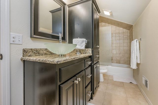 7826 Tarrytown Ave, Amarillo, TX 79121 - full bath with vanity, tile patterned flooring, visible vents, toilet, and shower / tub combination
