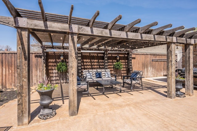 7826 Tarrytown Ave, Amarillo, TX 79121 - view of patio with fence, a pergola, and outdoor lounge area