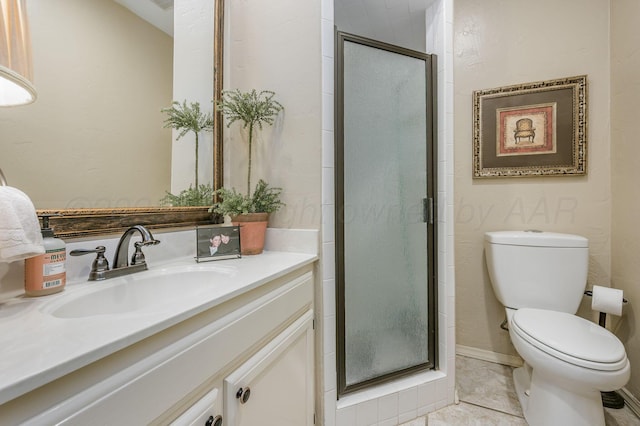 7826 Tarrytown Ave, Amarillo, TX 79121 - full bathroom featuring vanity, a stall shower, and toilet
